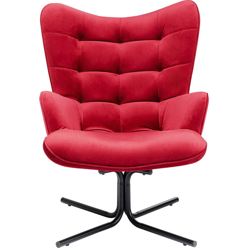 Kare Design Draaifauteuil Oscar fluweel rood - vtwonen shop