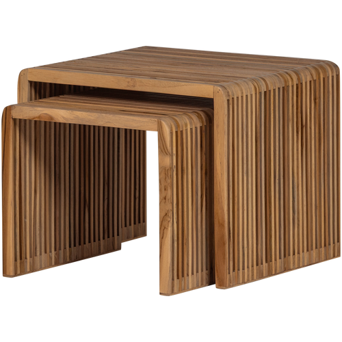 WOOOD bijzettafels Jasmijn - Recycled Teak - Naturel - Set van 2 - vtwonen shop