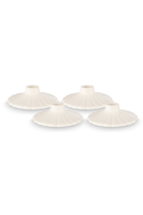 vtwonen Kandelaar Set van 4 - Keramiek - Wit - 8x2.5cm - vtwonen shop