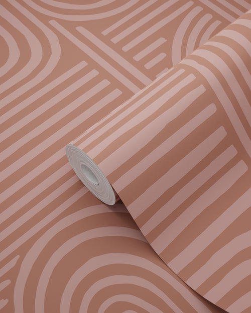 ESTAhome behang grafisch 3D motief terracotta roze - 50 x 900 cm - 131490 - vtwonen shop