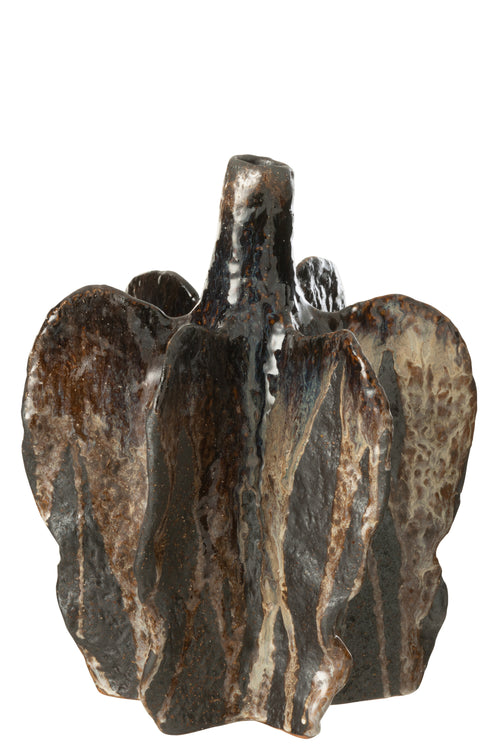 J-Line vaas Naga - keramiek - bruin/zwart - large - Ø 22.5 cm