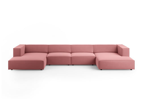 Cosmopolitan Design Panoramische bank Arendal 6-zits, flueel, zalm - 166x364x70cm