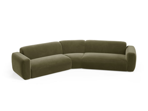 Cosmopolitan Design Symmetrische modulaire hoekbank Strino 3-zits, flueel groente - 210x344x78cm