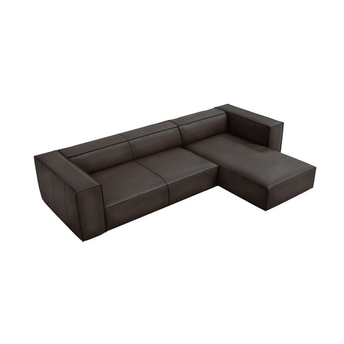 Cosmopolitan Design - Rechter hoekbank Turin 5-zits, echt leer grafiet - 173x290x68cm