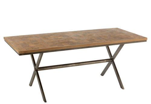 J-Line eettafel Yoni - metaal/mango hout - naturel/grijs - vtwonen shop