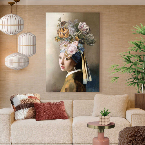 Reinders Pearl Floral Crown glasschilderij -  meerkleurig/multi color - woonkamer - 116x78cm