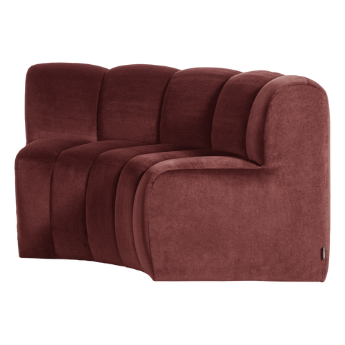 WOOOD eetbank halfronde hoek rugleuning Mojo - Velvet - K.bruin - 83x152x73