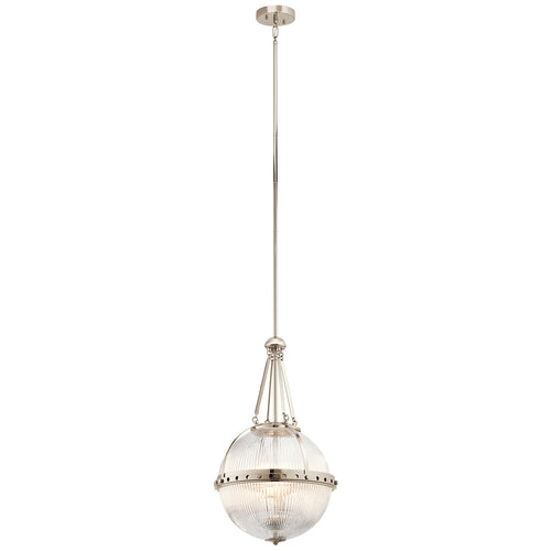 Elstead Aster - 3 Lichts Globe Plafond Pendel Gepolijst Nikkel, E14