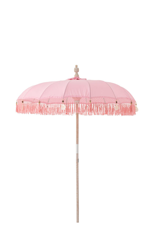 J-Line parasol Bobbi - hout/katoen - lichtroze