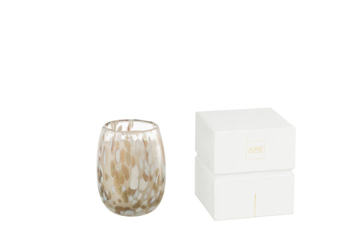 J-Line geurkaars Mia - Osmanthus & Suede - glas - wit/mix - small - 90U