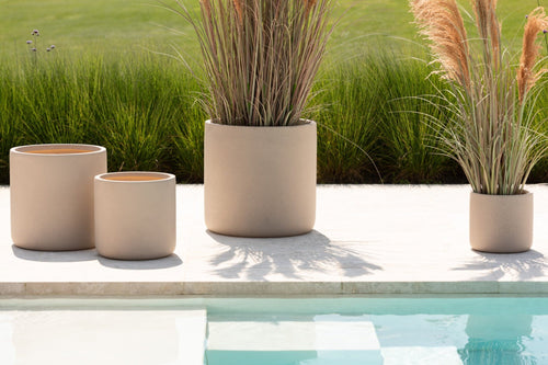 J-Line bloempot Dune - keramiek - wit - set van 4