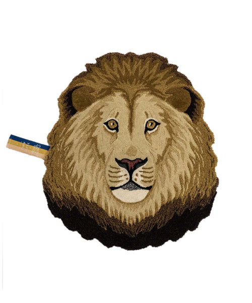 Doing Goods Ari Leeuw Dierenkop Vloerkleed - Groot 113 x 95 x 2 cm - 100% wol - vtwonen shop