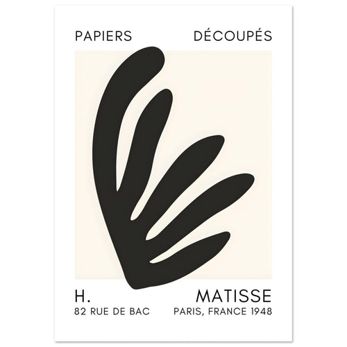 Artfulprints Poster Matisse – Aquatic impression black   - A4 21x29.7 cm - Zwart