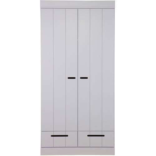 WOOOD kast 2-deurs met lade Connect - Grenen - Betongrijs - 195x94x53 - vtwonen shop