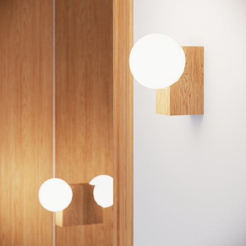 Sollux Lighting Wandlamp BULBO natuurlijk hout - 12x16x17cm