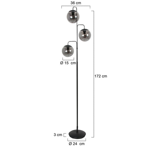 Steinhauer vloerlamp Bollique - 3 lichts - 24  x 172   cm - zwart