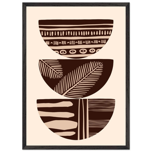 Artfulprints Poster met Lijst Boho – Patterned stack   - 50x70 cm - Bruin