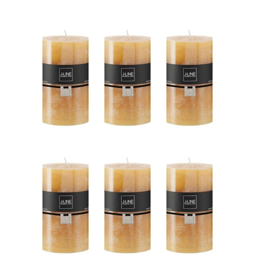 J-Line cilinderkaars - oker - XL - 95U - 6 stuks