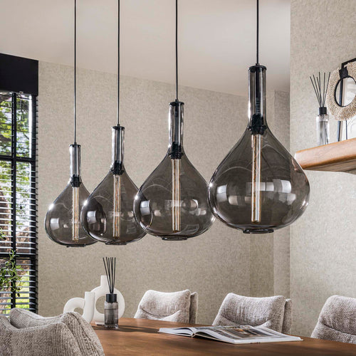 Giga Meubel Hanglamp Drop - Smoke Glas - 4-Lichts - 164x30x150cm - vtwonen shop