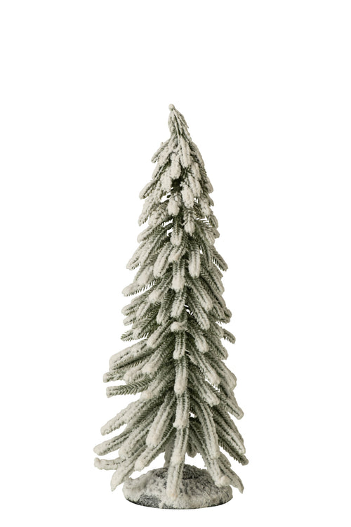 J-Line Kerstboom met sneeuw - PET - donkergroen/wit - medium