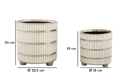 Mauro Ferretti plantenbak - set van 2 - Ø 22,5x24-18x19 - wit/goud