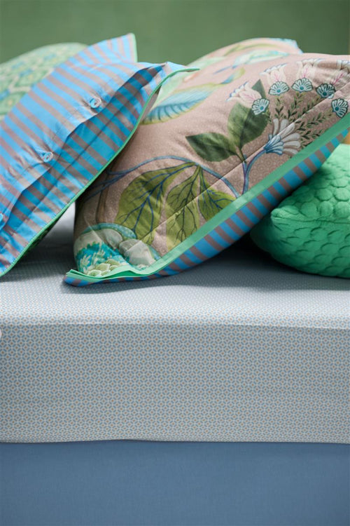 Pip Studio hoeslaken Cross Stitch - 160x200 cm - greyblue - vtwonen shop