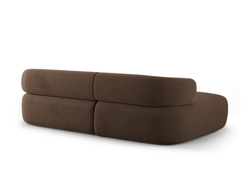 Micadoni linker hoekbank Jenny 5-zits, flueel chocolade - 145x225x73cm