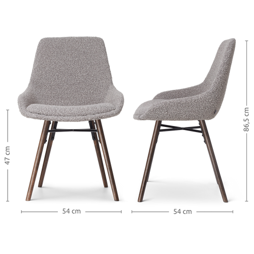 Nolon Nena-Isa Eetkamerstoelen Set van 2 - Bouclé Taupe - Walnoot - vtwonen shop