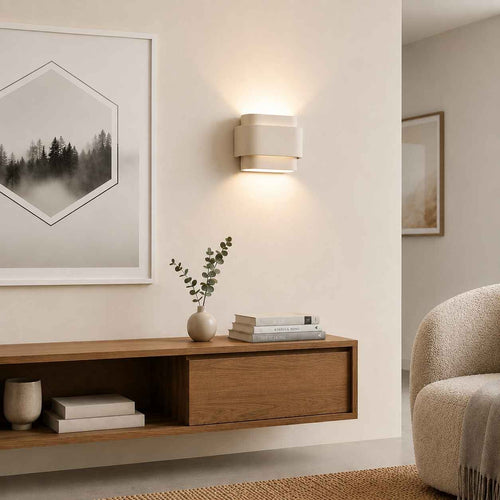 Artdelight wandlamp Metz - 2 lichts - 9  x 16   cm - beige