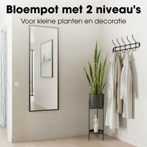 Mica Decorations Colyn Bloempot op Poten - Plantenpot - Bloempot Binnen of Planten Pot - Plantenstandaard van IJzer - H60 x Ø19 cm - Zwart