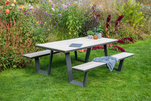 Bell picknick set - 200x178 cm - carbon black - light teak vironwood
