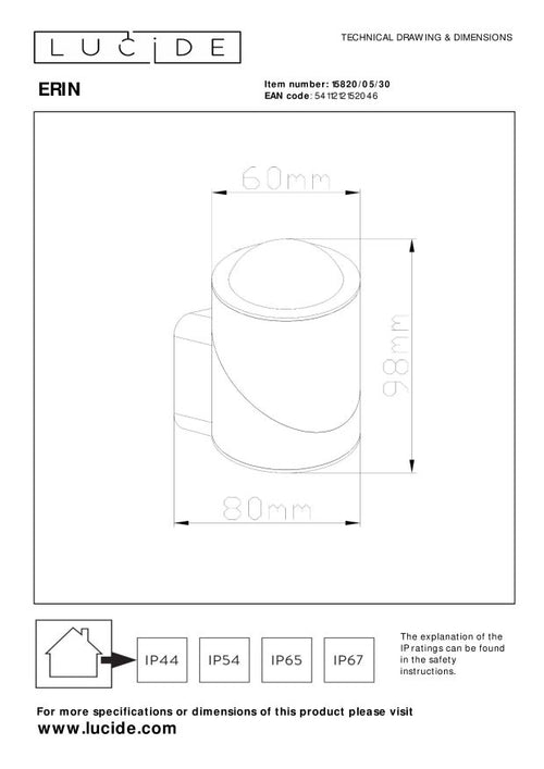 Lucide wandspot ERIN - Geïntegreerde LED - Zwart