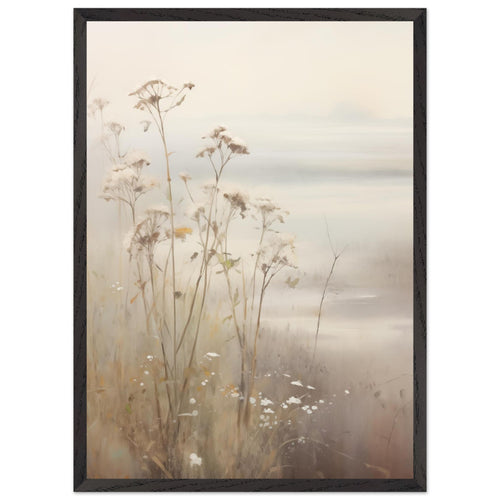 Artfulprints Poster met Lijst Foggy flowerfield 2   - 50x70 cm - Taupe