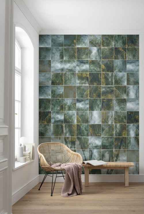 Sanders & Sanders fotobehang palmbomen groen en beige - 200 x 280 cm - 611982