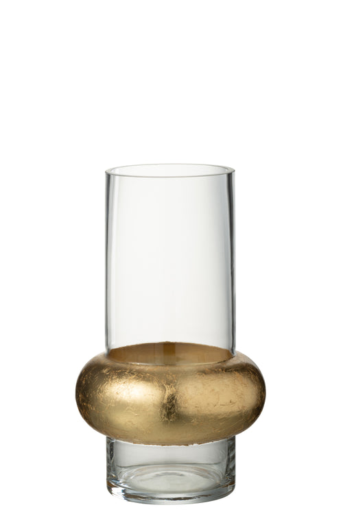 J-Line vaas Cylinder Ring Laag - glas - transparant - small - 25 cm hoog