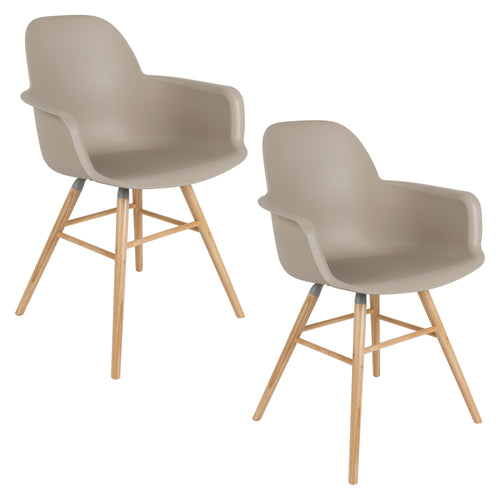 Zuiver Albert Kuip Eetkamerstoelen met armleuning Taupe - Set van 2 - vtwonen shop