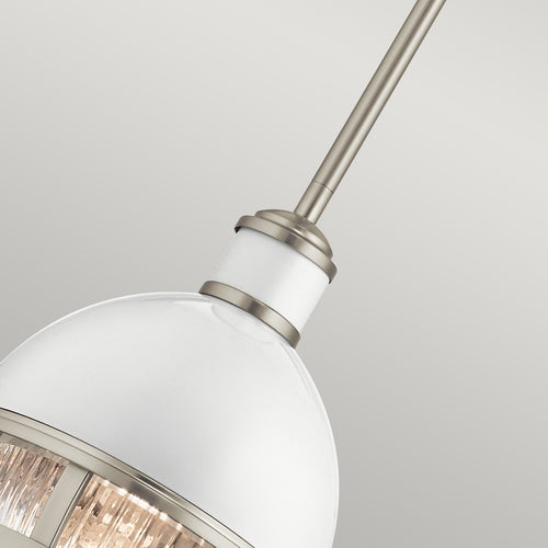 Elstead Kichler Tollis Globe hanglamp geborsteld nikkel en wit