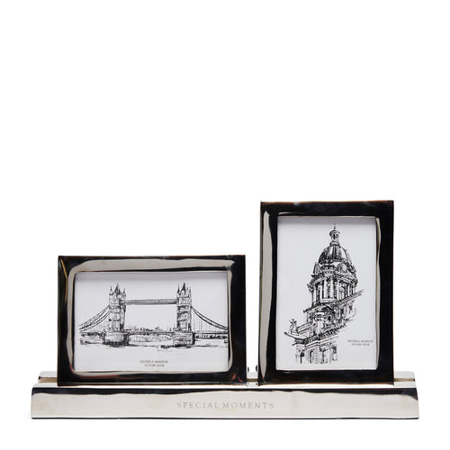 Rivièra Maison RM Double Photo Frame silver 10x15 - Aluminium, Glas - Zilver - vtwonen shop