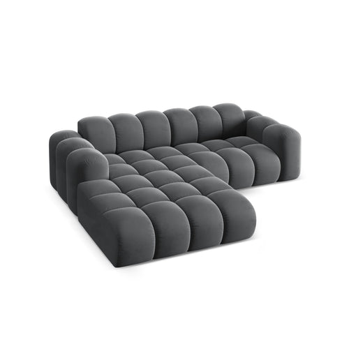 Cosmopolitan Design - Linker hoekbank Treno 3-zits, flueel grijs - 184x240x70cm