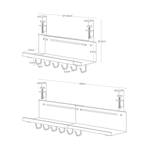 Yamazaki Smart Kabel- en routerorganizer voor onder bureau uitschuifbaar - Zwart