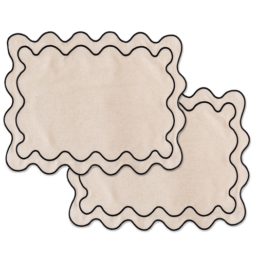 Kulu Club placemats Wavy - linnenmix - beige - set van 2 - vtwonen shop