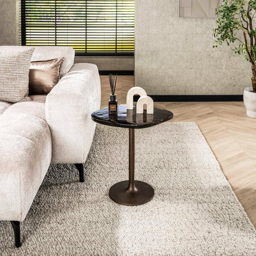 Giga Meubel Bijzettafel Eclipse - Koper Metaal/Glas - 53x42x50cm