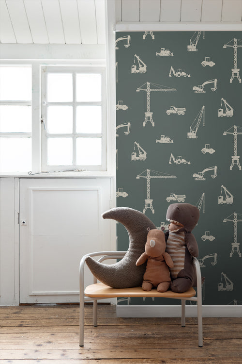 ESTAhome behang voertuigen vergrijsd zeegroen - 53 cm x 10.05 m - 139974 - vtwonen shop