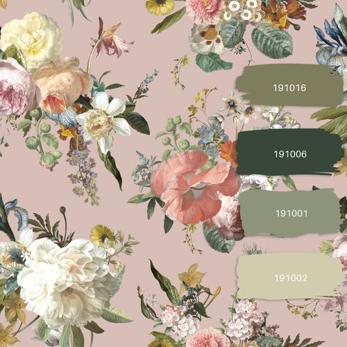 ESTAhome behang vintage bloemen oudroze - 53 cm x 10.05 m - 139367