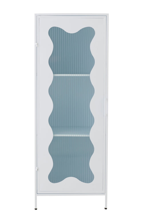 J-Line decoratie Kast - polyresin - ijzer/glas - wit