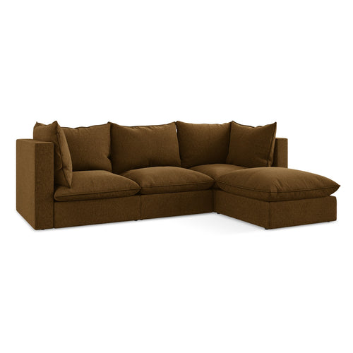 LaMiaSofa hoekbank rechts Ravenna - velours - mosterd - 255x165x77