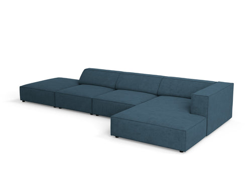 Cosmopolitan Design rechter hoekbank Arendal 5-zits, chenille met ribbeleffect, marineblauw - 166x341x70cm