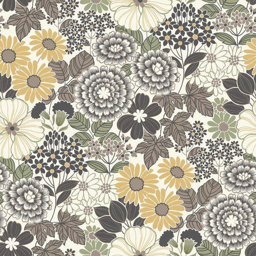 Borastapeter behang retro bloemen grijs - 53 cm x 10.05 m - 661020 - vtwonen shop
