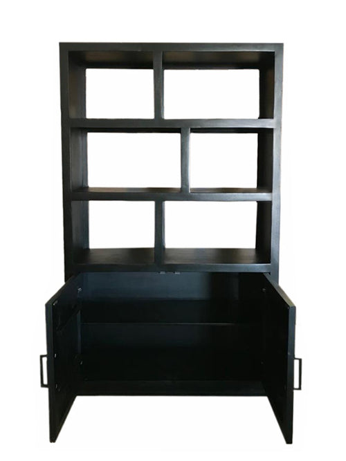 Livingfurn vitrinekast Jaxx - 120cm - mangohout - zwart