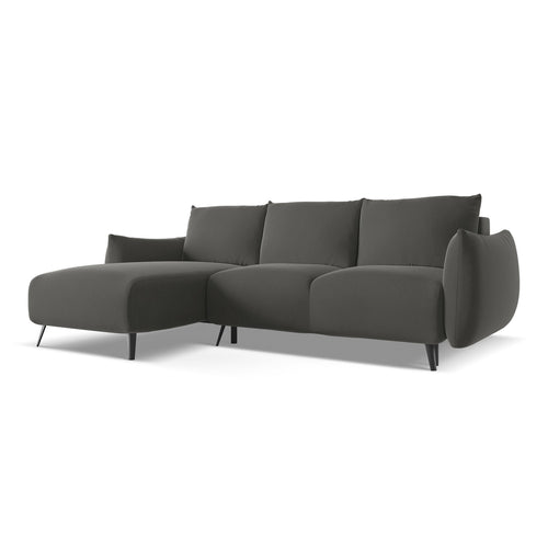 LaMiaSofa hoekbank links Genova - velours - staal - 242x162x86